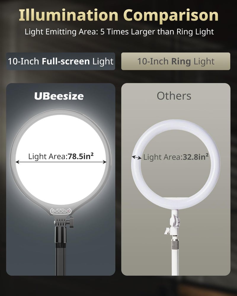 UBeesize 10" Key Light for Streaming, Desk Ring Light with Adjustable Arm (1 Pack), Zoom Lighting for Home Office, Gaming, Podcast, Video Calls, and Recording - Image 5